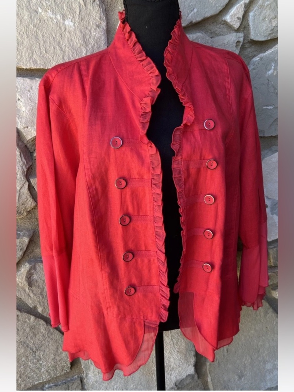 Multiples Linen Jacket 2X Hot Pink Open Front Chiffon NWOT